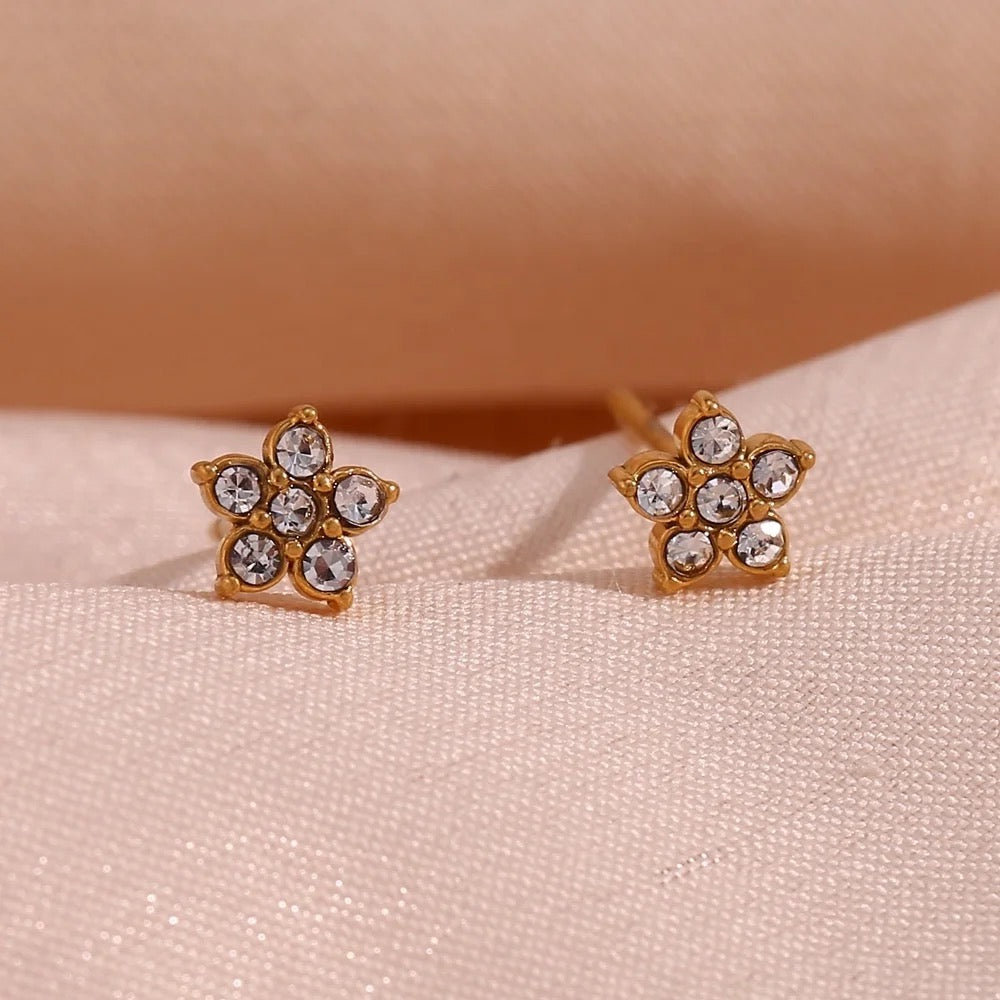 Petite Bloom 18K Gold Plated Stainless Steel Flower Stud Earrings