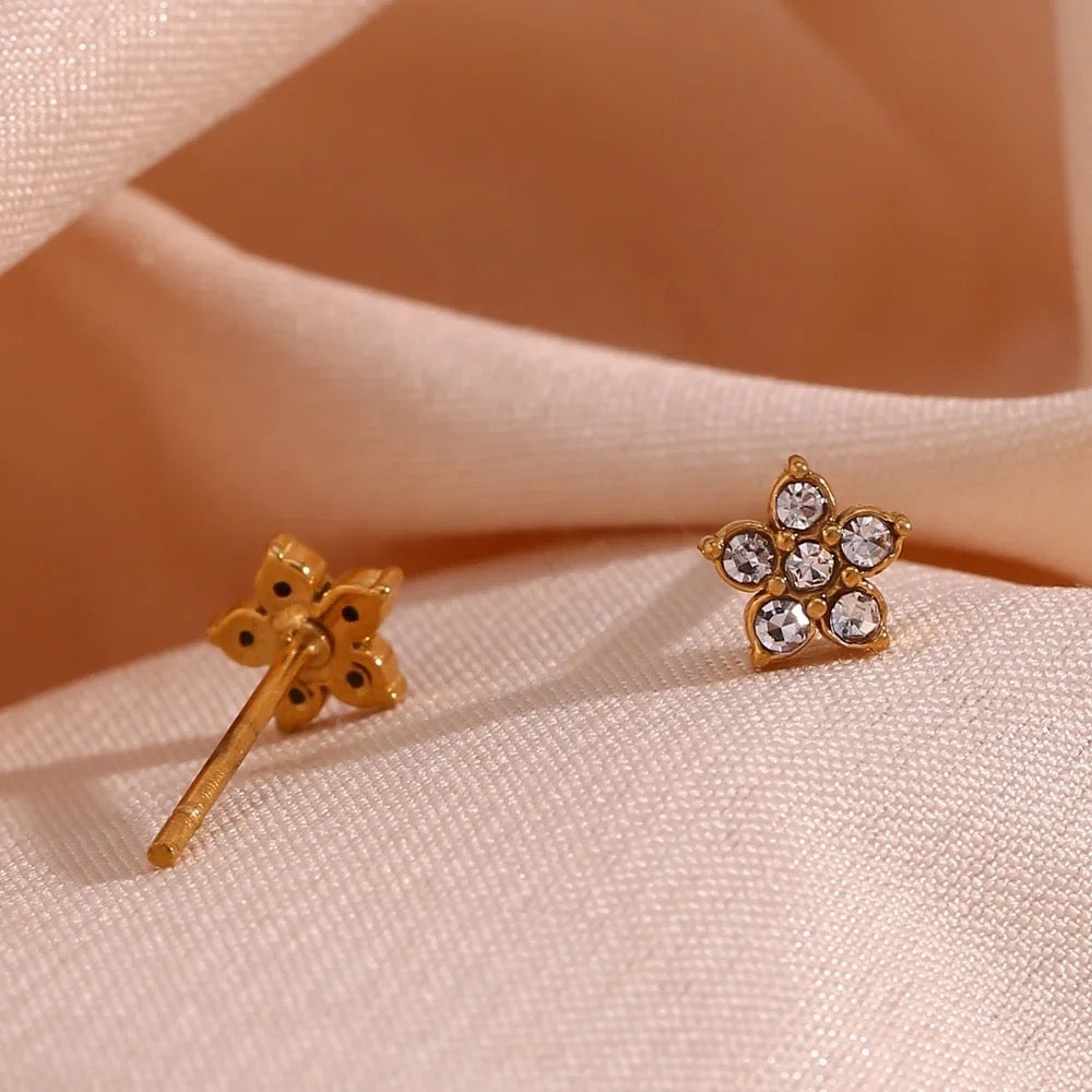 Petite Bloom 18K Gold Plated Stainless Steel Flower Stud Earrings