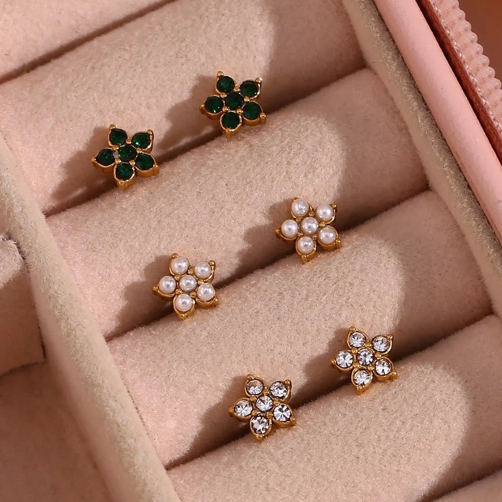 Petite Bloom 18K Gold Plated Stainless Steel Flower Stud Earrings