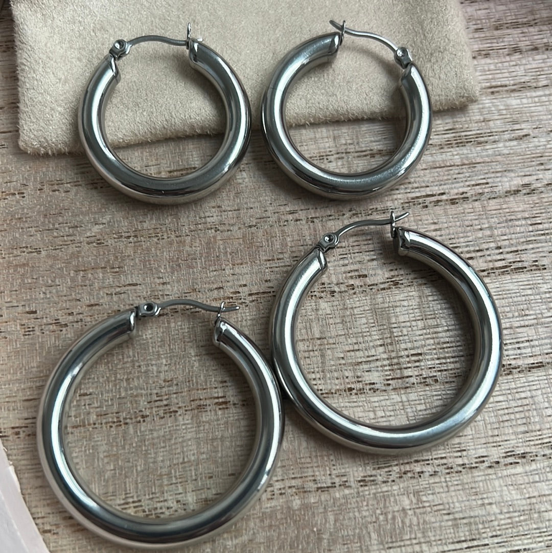 Silver hoop earrings