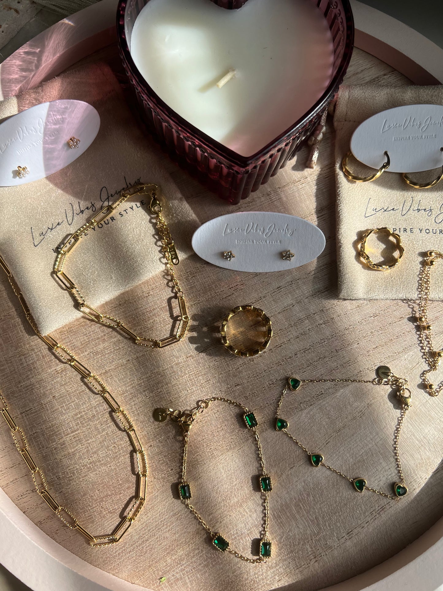 Minimal emerald bracelets