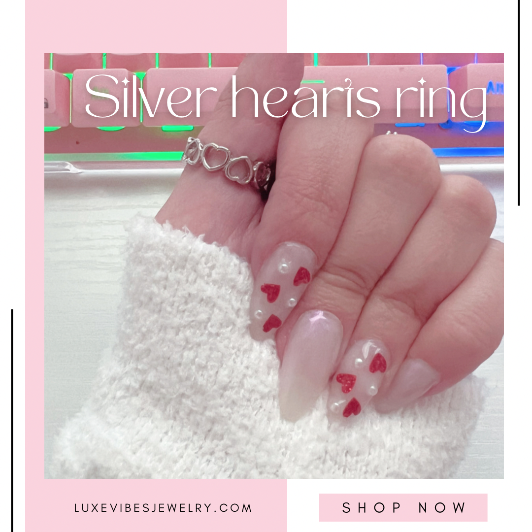 Silver heart rings