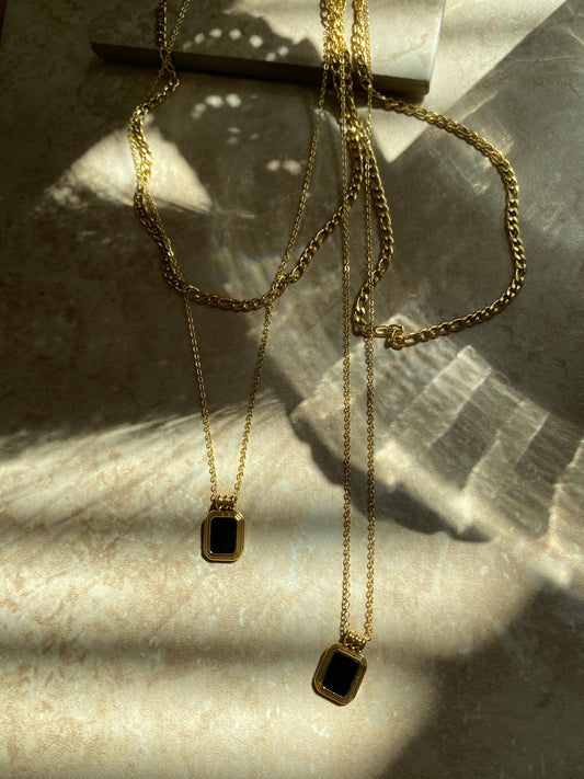 Black agate necklace pendent