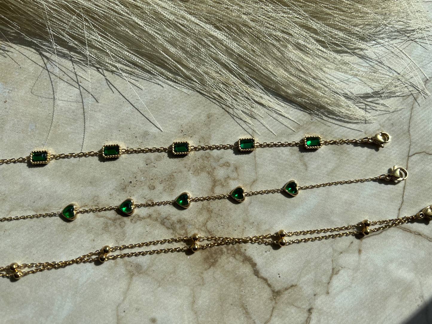 Minimal emerald bracelets