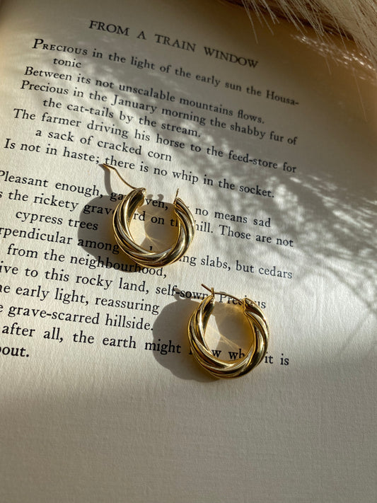 Golden love earrings