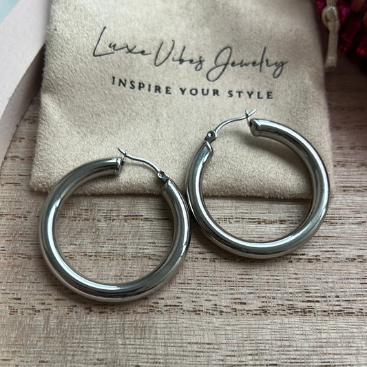Silver hoop earrings